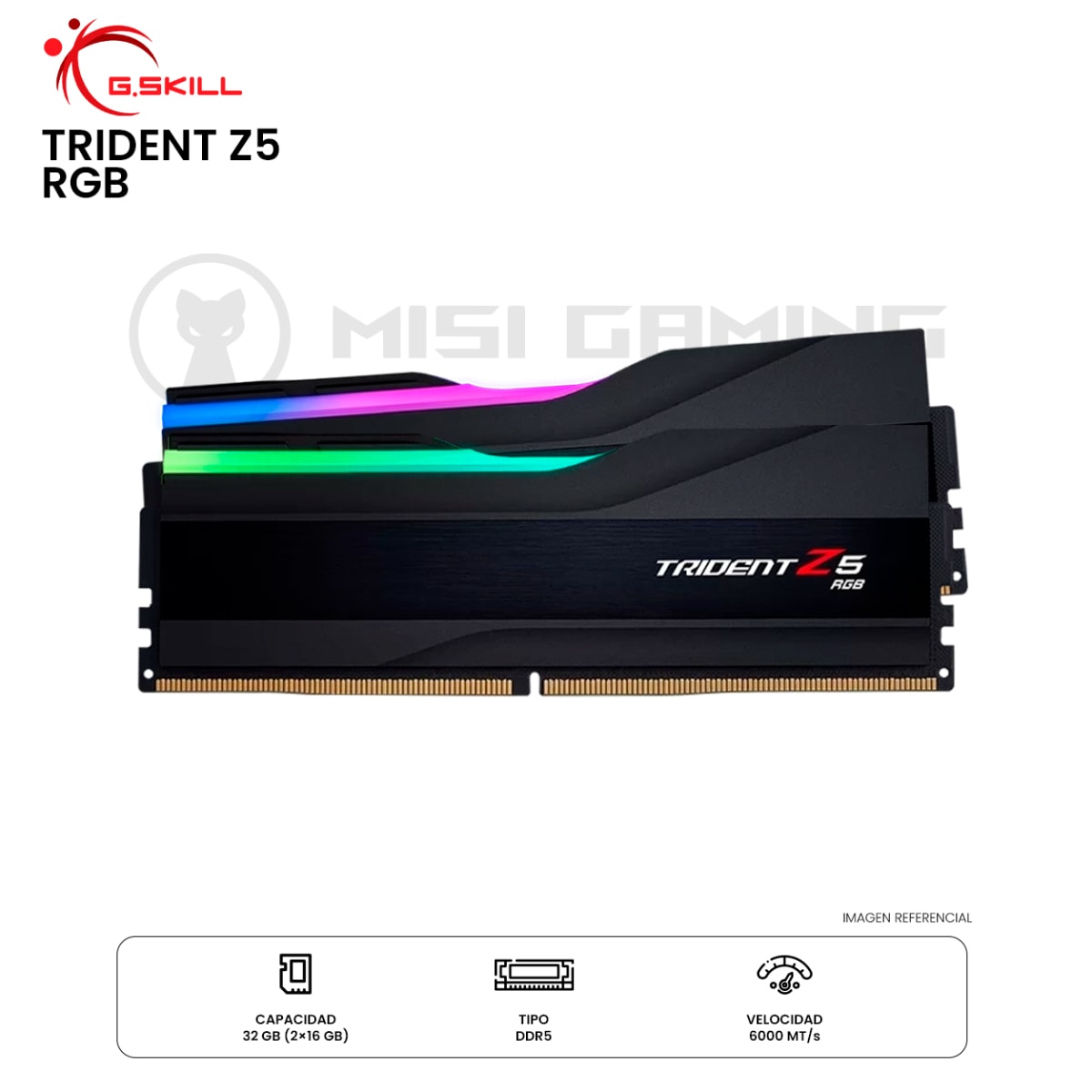MEMORIA RAM G.SKILL TRIDENT Z5 RGB 32GB(2x16GB) 6000MHZ DDR5 BLACK