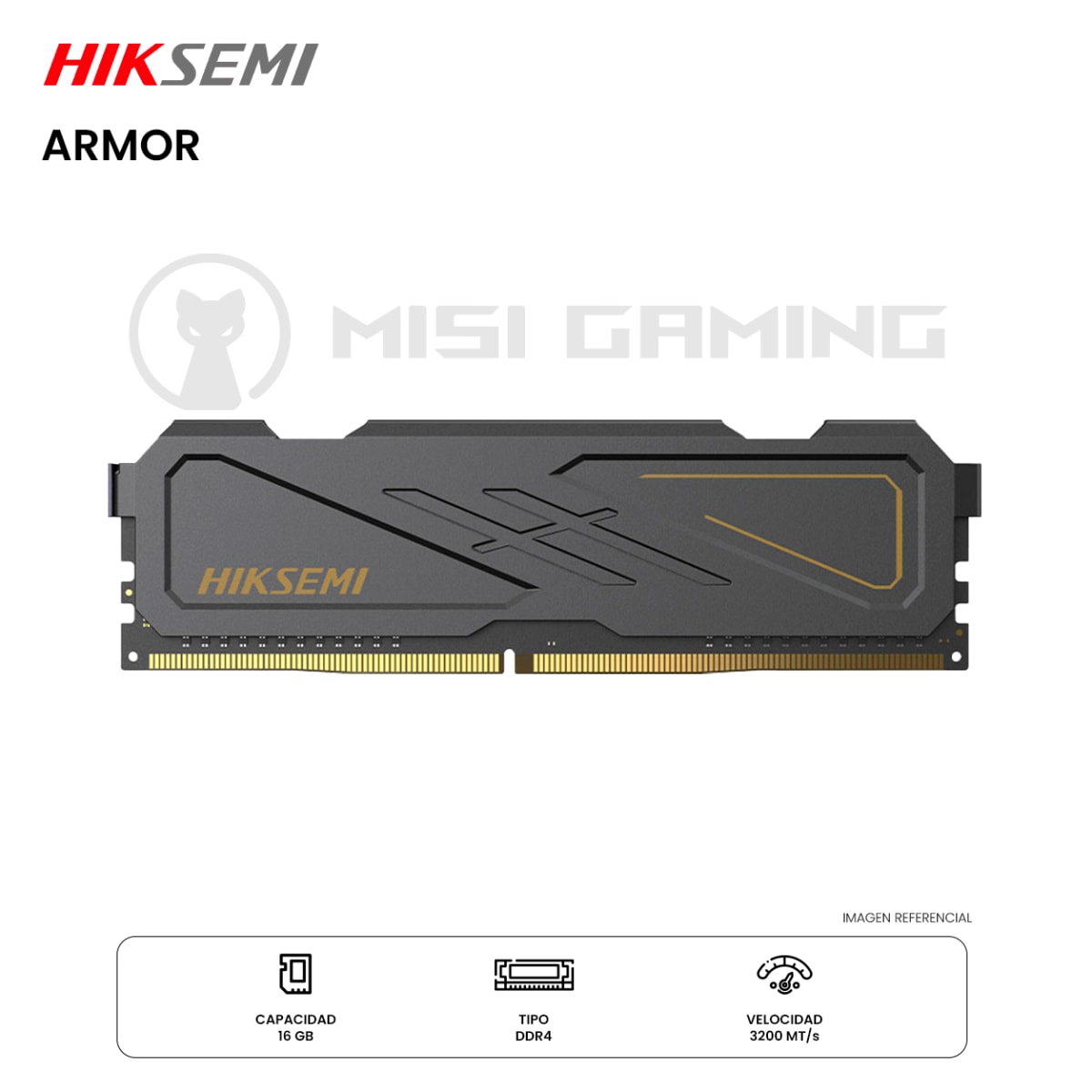 MEMORIA RAM HIKSEMI ARMOR 16GB 3200MHZ DDR4 BLACK