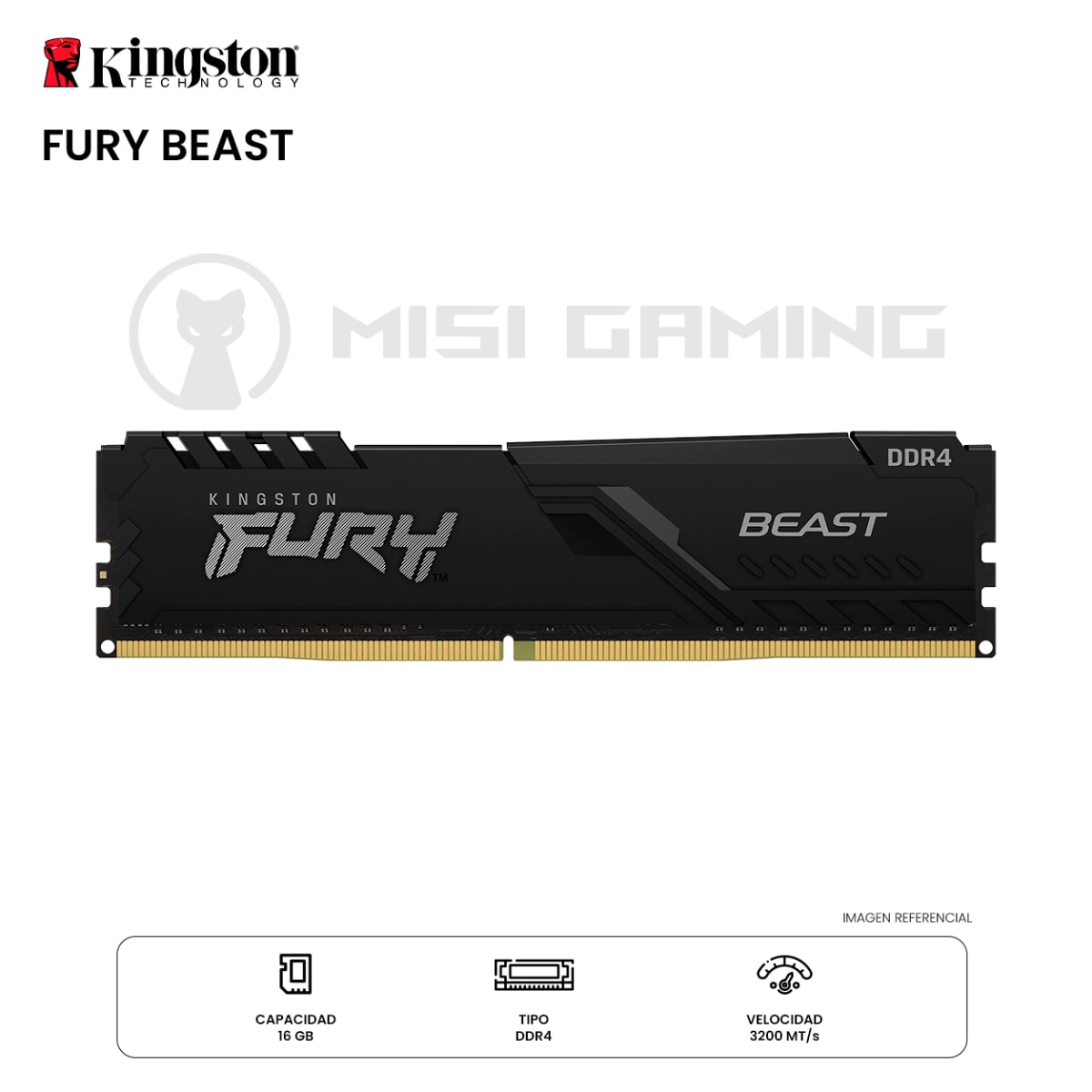 MEMORIA RAM KINGSTON FURY BEAST 16GB 3200MHZ DDR4