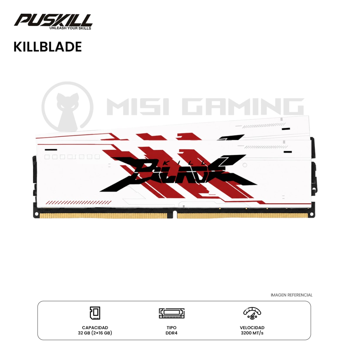 MEMORIA RAM PUSKILL KILLBLADE 32GB(2x16GB) 3200MHZ DDR4