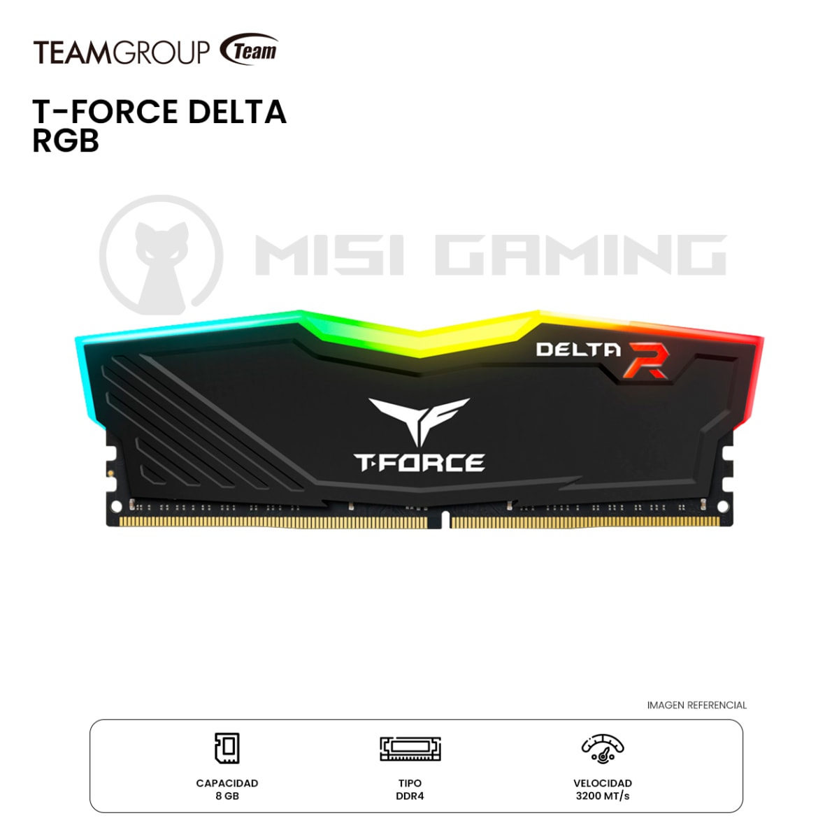 MEMORIA RAM TEAMGROUP T-FORCE DELTA RGB 8GB 3200MHZ DDR4