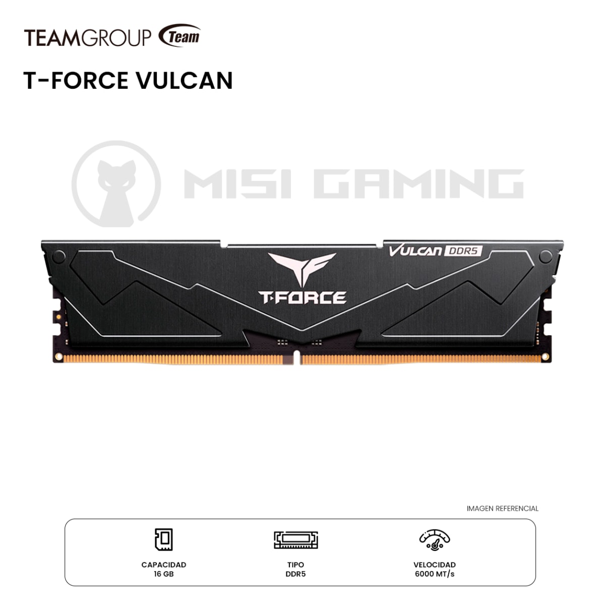 MEMORIA RAM TEAMGROUP T-FORCE VULCAN 16GB 6000MHZ DDR5