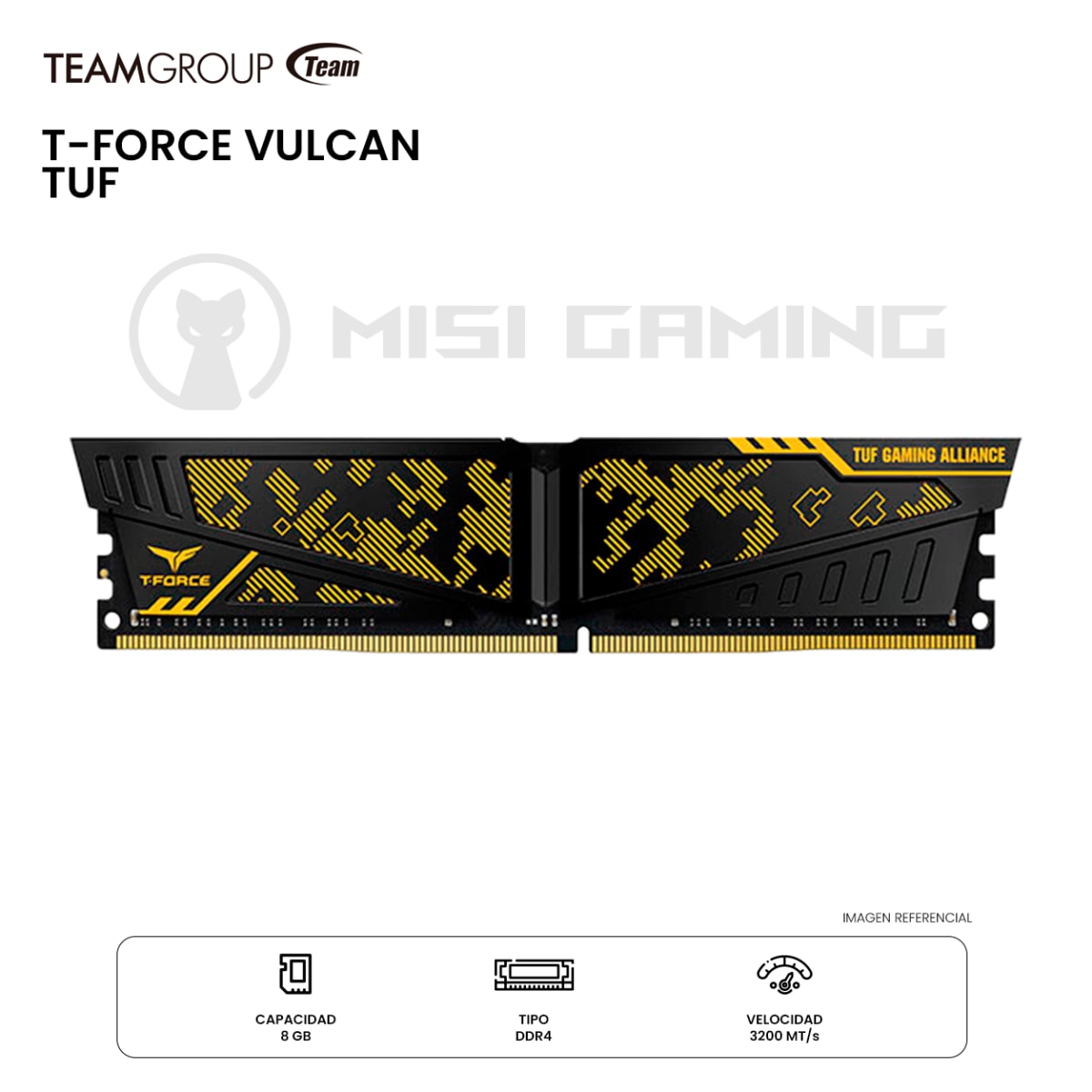 MEMORIA RAM TEAMGROUP T-FORCE VULCAN TUF 8GB 3200MHZ DDR4