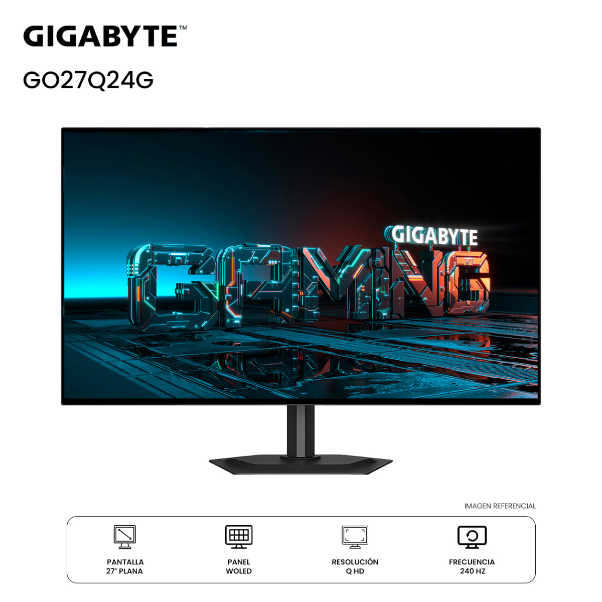 MONITOR GIGABYTE GO27Q24G 27'' W-OLED QHD 240HZ 0.03MS FREESYNC PREMIUM PLANO