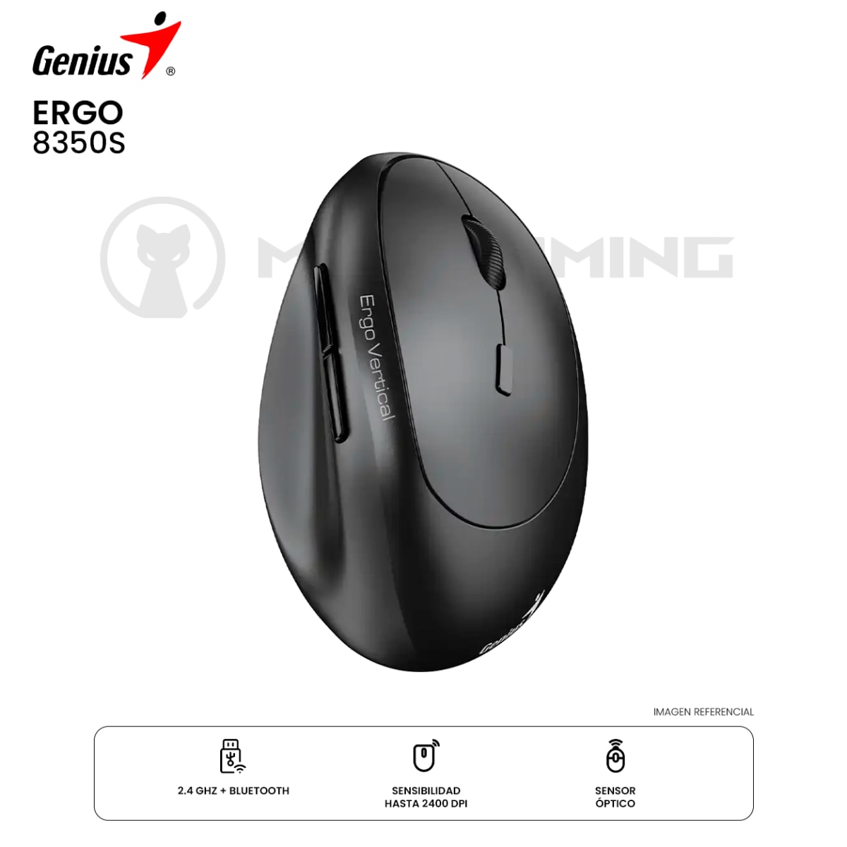MOUSE GENIUS 8350S ERGONOMICO DONGLE  BLUETOOTH 2400 DPI DARK GREY