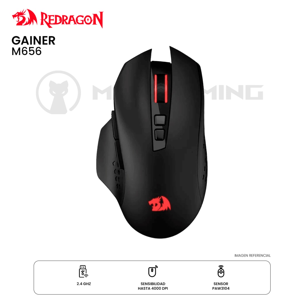 MOUSE REDRAGON GAINER M656 DONGLE 4K DPI BLACK