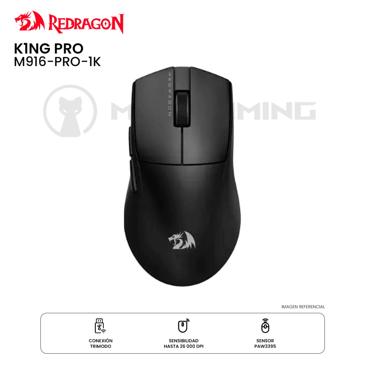 MOUSE REDRAGON K1NG PRO M916-PRO-1K DONGLE BLUETOOTH 26K DPI BLACK