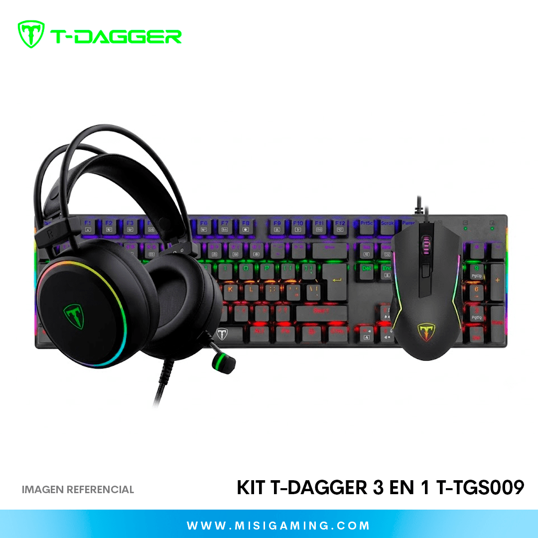 KIT 3 EN 1 T-DAGGER T-TGS009 NAXOS SW RED + SONA + MOUSE 10K DPI BLACK