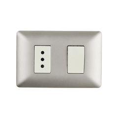 Enchufe + Interruptor Mixto Plateado V-S0-3301 10A SEC