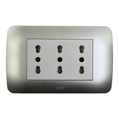 Enchufe Integrado Triple 16 Amp Plateado V-SO-3303 16A SEC