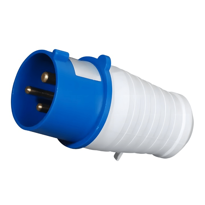 Enchufe Industrial Macho 3x32A W-M0332 220V-240V IP44 Azul3
