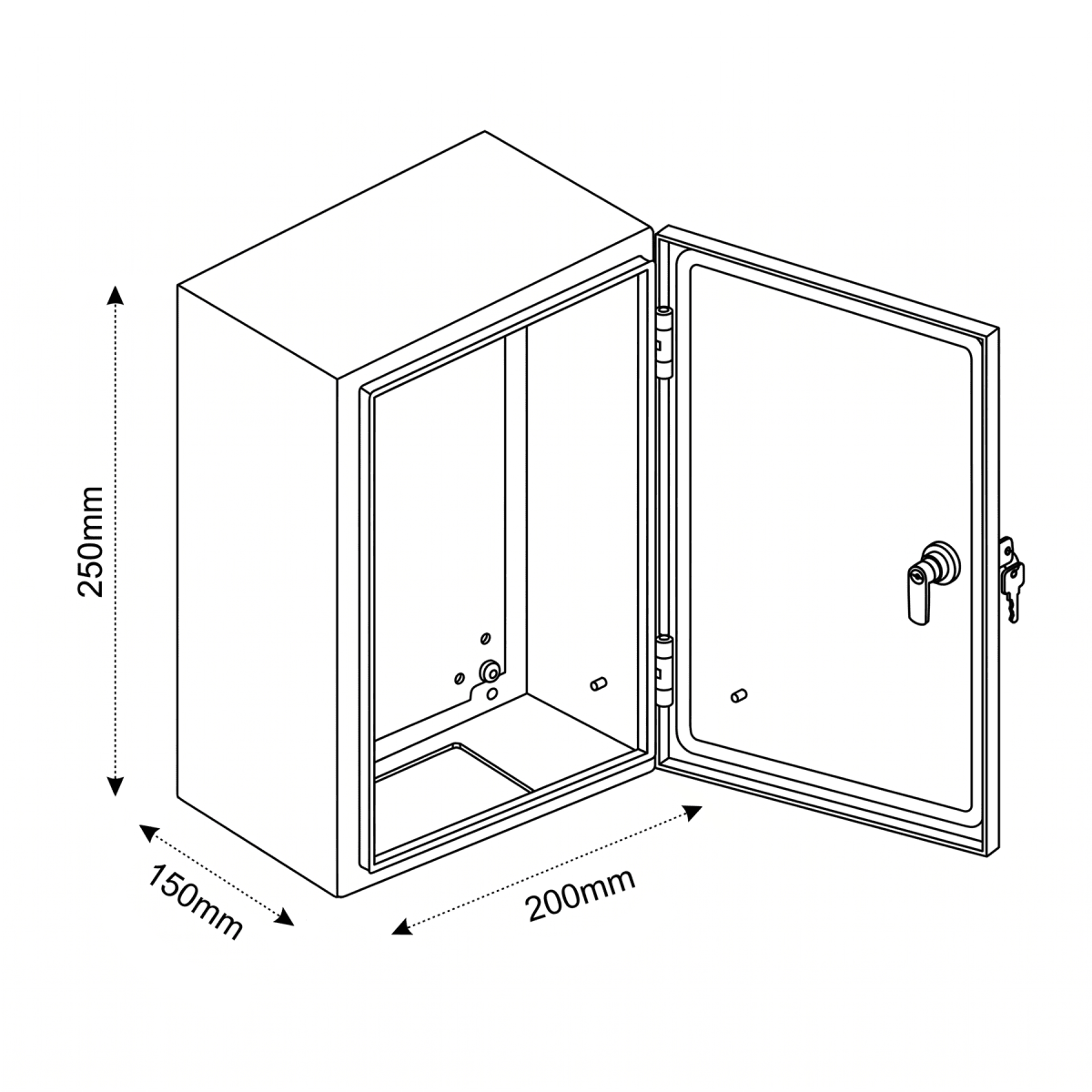 Gabinete 1puerta 250x200x150mm3