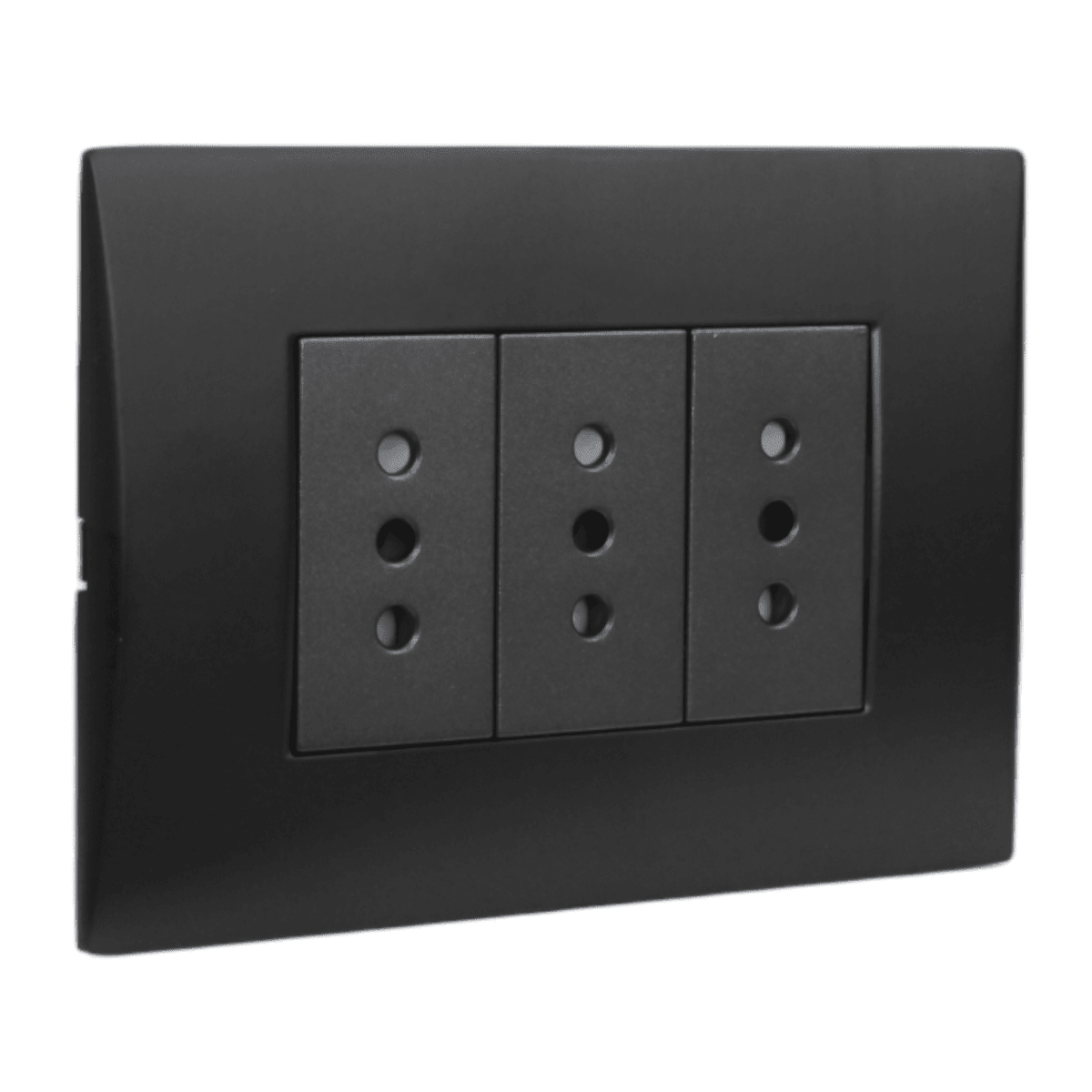 Enchufe Integrado Triple 10AMP Negro Brillante V-SO-3303 10A SEC2