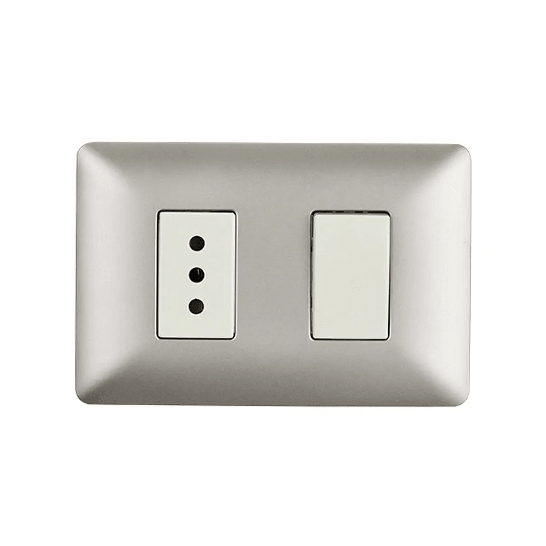 Enchufe + Interruptor Mixto Plateado V-S0-3301 10A SEC1