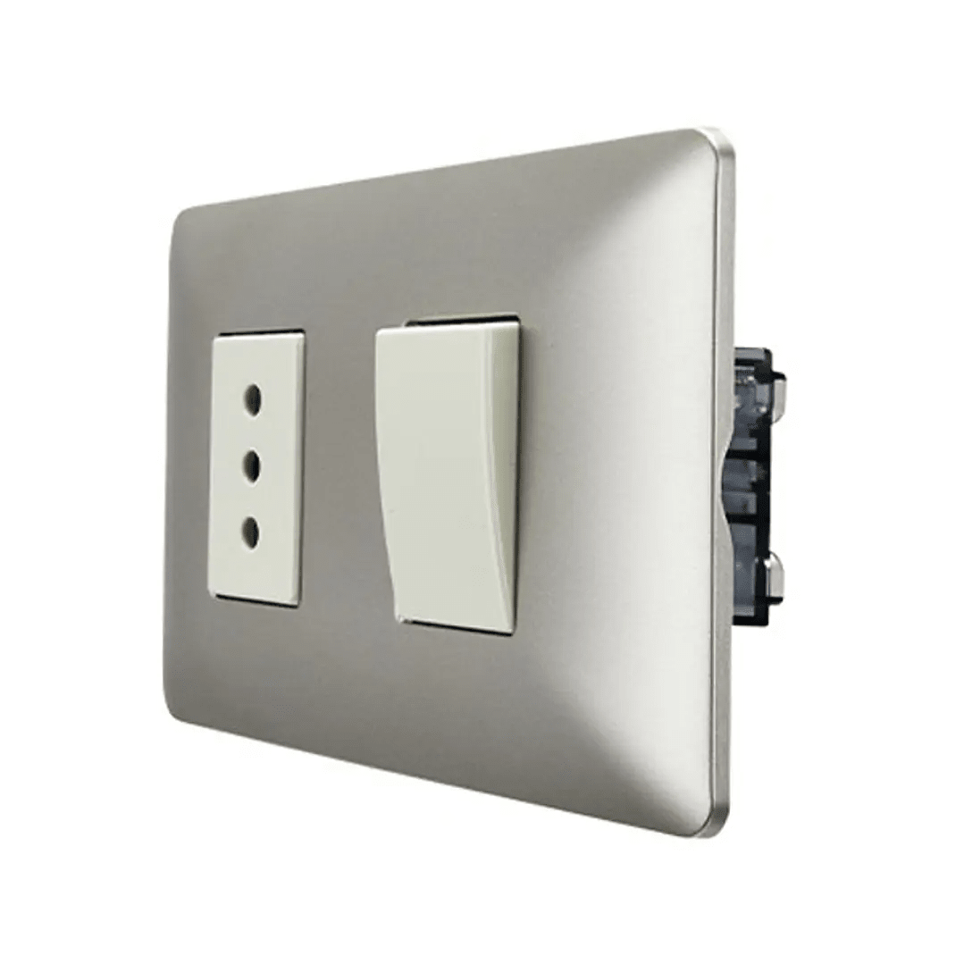 Enchufe + Interruptor Mixto Plateado V-S0-3301 10A SEC3