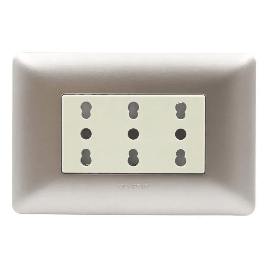 Enchufe Integrado Triple 16 Amp Champagne V-SO-3303 16A SEC1