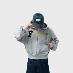 ZIP HOODIE TERRY GRIS
