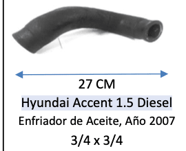 MANGUERA ENFRIADOR ACEITE Hyundai Accent 1.5 Diesel 20071