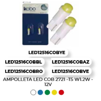 AMPOLLETA LED COB 2721 - T5 W1.2W 12V1