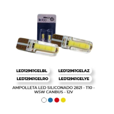 AMPOLLETAS LED SILICONADO 2821 - T10 - W5W CANBUS 12V1