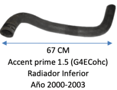MANGUERA Accent prime 1.5 (G4ECohc) Radiador Inferior Año 2000-2003