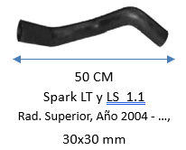 MANGUERA Spark LT y LS  1.1 Rad. Superior, Año 2004 - …, 30x30 mm
