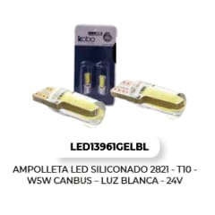 AMPOLLETA LED SILICONADO 2821 T10 W5W CANBUS LUZ BLANCA 24V