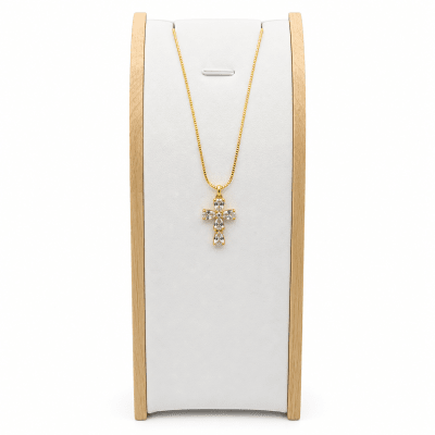 Collar Cruz Piedra - Baño de Oro 18K1