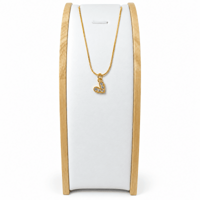 Collar Corazón Mini con Circones Blancos - Baño de Oro 18K1