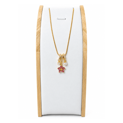 Collar Flor Rosa - Baño de Oro 18K1