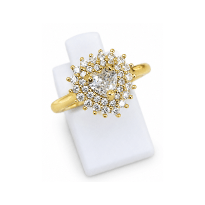 Anillo Corazón Blanco con Circones - Baño de Oro 18K1
