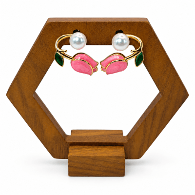 Aros Topo Tulipán Doble Estilo - Baño de Oro 18K1