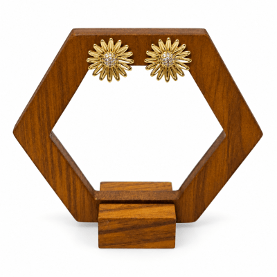 Aros Topo Girasol - Baño de Oro 18K1