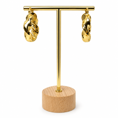 Aros Argolla Trenzada - Baño de Oro 18K1