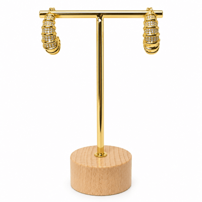 Aros Estriados con Circones, Tipo C - Baño de Oro 18K1