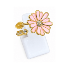 Anillo Flor Rosa - Baño de Oro 18K