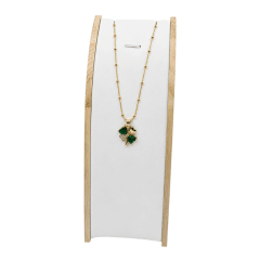 Collar Trébol 4 Hojas, Verde - Baño de Oro 18K