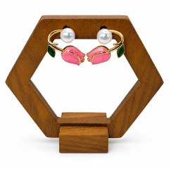 Aros Topo Tulipán Doble Estilo - Baño de Oro 18K
