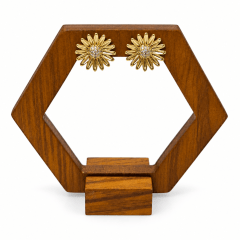 Aros Topo Girasol - Baño de Oro 18K