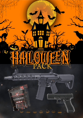 PACK HALLOWEN Réplica CYMA Platinum cal 6mm M4 QBS AEG 10