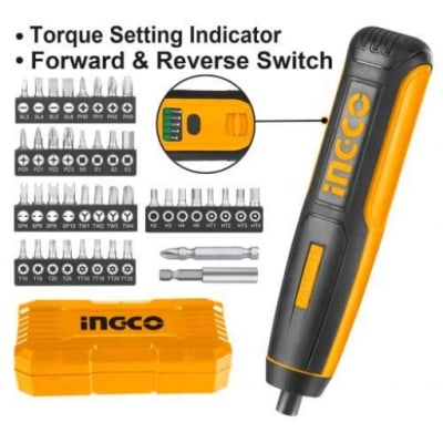 ATORNILLADOR INALAMBRICO 4V INGCO 1/4´´ + SET PUNTAS 40 PZAS. (CSDLI0403)