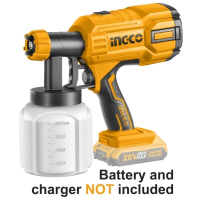 PISTOLA DE PINTAR INALAMBRICA 20V 0.1-0.2BAR 600ML/MIN INGCO (CSGLI2001)