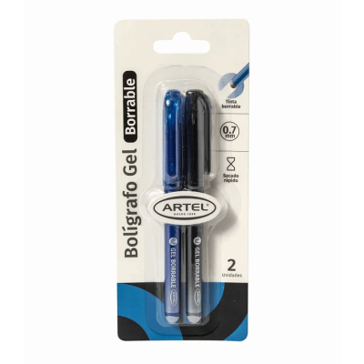 Bolígrafos Gel Borrables Artel – Azul y Negro, 2 Unidades1