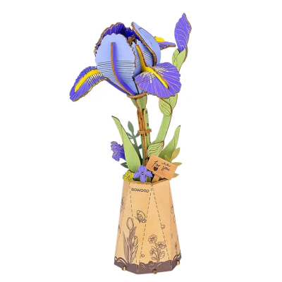 Flor de Madera Rowood Purple Iris (Iris Morado) TW121 – Puzzle 3D1