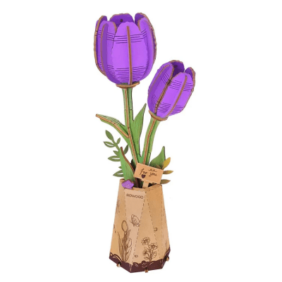 Flor de Madera Rowood Purple Tulip (Tulipán Morado) TW092 – Puzzle 3D3