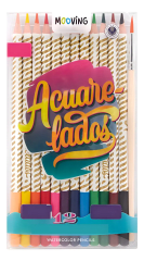 Lápices Acuarelables Mooving – Set 12 Colores + Pincel