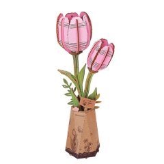 Flor de Madera Rowood Pink Tulip (Tulipán Rosado) TW082 – Puzzle 3D