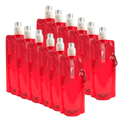Pack 12 Unid Botella Flexible Rojo