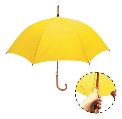 Paraguas con Mango Curvo de Madera Amarillo
