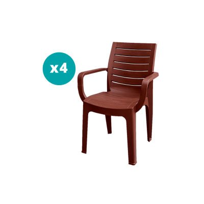 Pack 4 Sillas Modelo Andor Madera Con Apoyabrazos